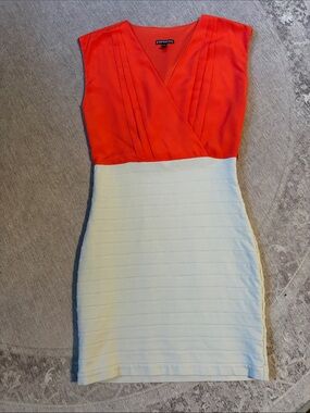 Express Orange and Cream Dress